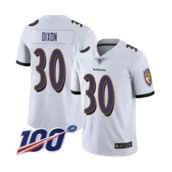 Men's Baltimore Ravens 30 Kenneth Dixon White Vapor Untouchable Limited Player 100th Season Football Jersey