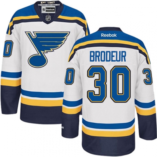 Youth Reebok St. Louis Blues 30 Martin Brodeur Authentic White Away NHL Jersey
