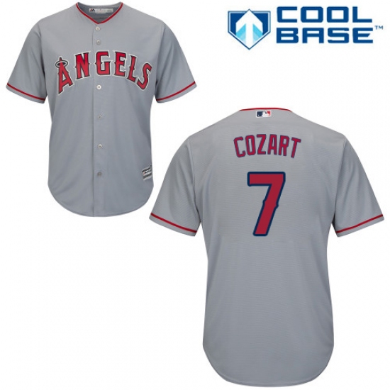 Youth Majestic Los Angeles Angels of Anaheim 7 Zack Cozart Authentic Grey Road Cool Base MLB Jersey