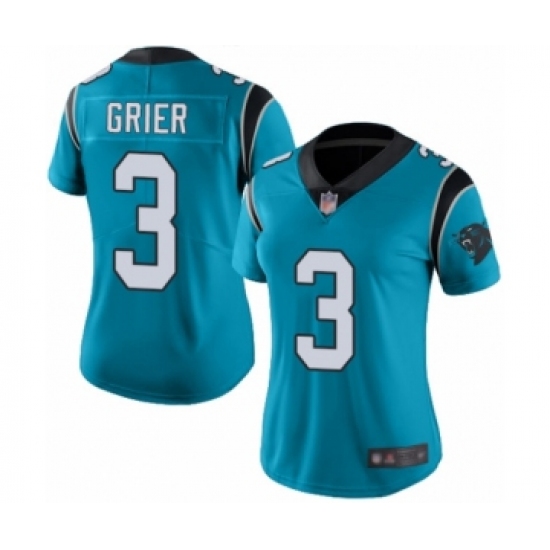 Women's Carolina Panthers 3 Will Grier Limited Blue Rush Vapor Untouchable Football Jersey