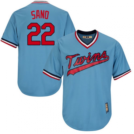 Men's Majestic Minnesota Twins 22 Miguel Sano Authentic Light Blue Cooperstown MLB Jersey