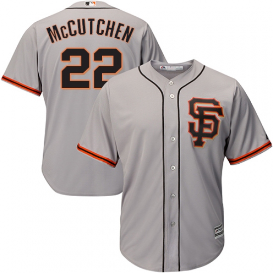 Men's Majestic San Francisco Giants 22 Andrew McCutchen Replica Grey Road 2 Cool Base MLB Jersey