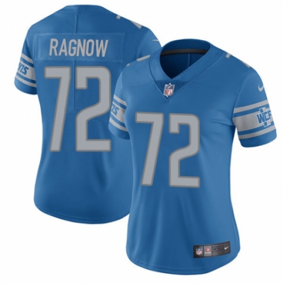 Women's Nike Detroit Lions 72 Frank Ragnow Blue Team Color Vapor Untouchable Elite Player NFL Jersey