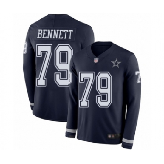 Men's Dallas Cowboys 79 Michael Bennett Limited Navy Blue Therma Long Sleeve Football Jersey