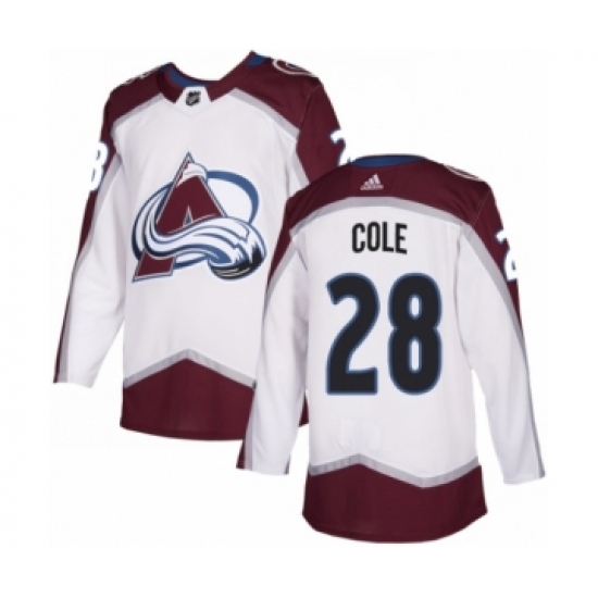 Men's Adidas Colorado Avalanche 28 Ian Cole Authentic White Away NHL Jersey