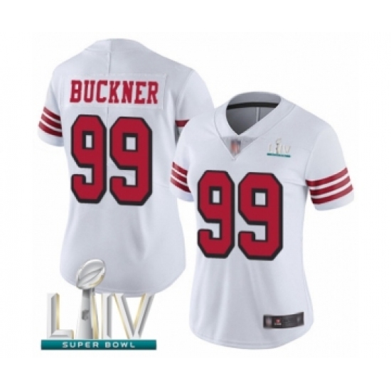 Women's San Francisco 49ers 99 DeForest Buckner Limited White Rush Vapor Untouchable Super Bowl LIV Bound Football Jersey