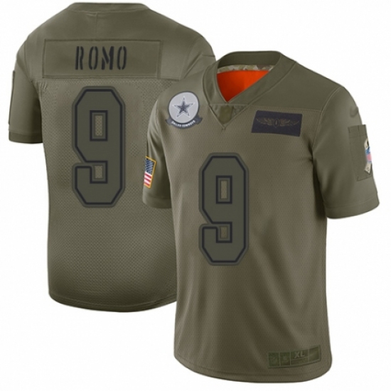 Men's Dallas Cowboys 9 Tony Romo Limited Camo 2019 Salute to Service Football Jersey