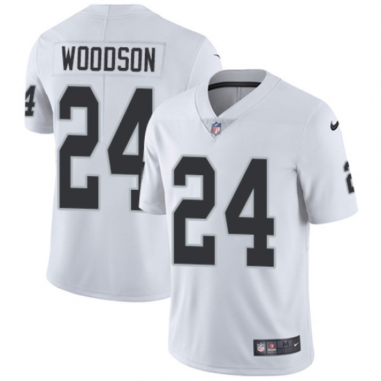 Men's Nike Oakland Raiders 24 Charles Woodson White Vapor Untouchable Limited Player NFL Jersey