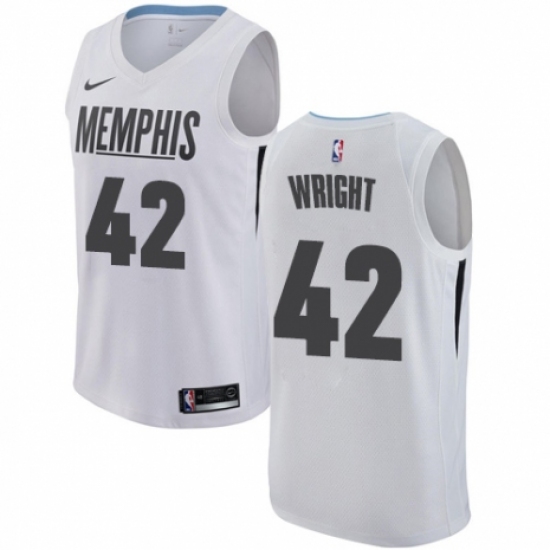 Men's Nike Memphis Grizzlies 42 Lorenzen Wright Swingman White NBA Jersey - City Edition