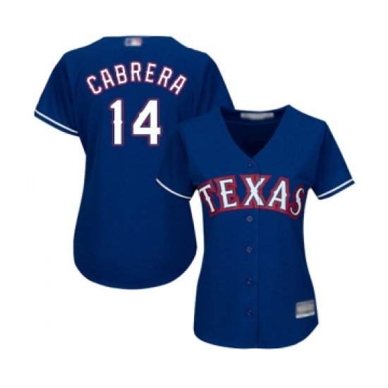 Women's Texas Rangers 14 Asdrubal Cabrera Replica Royal Blue Alternate 2 Cool Base Baseball Jersey