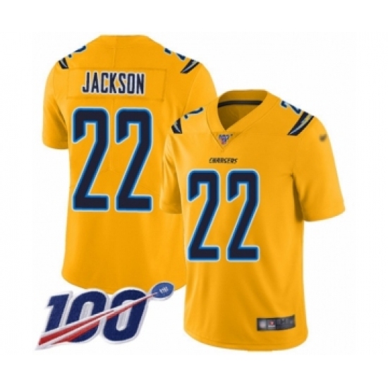 Youth Los Angeles Chargers 22 Justin Jackson Limited Gold Inverted Legend 100th Season Football Jersey