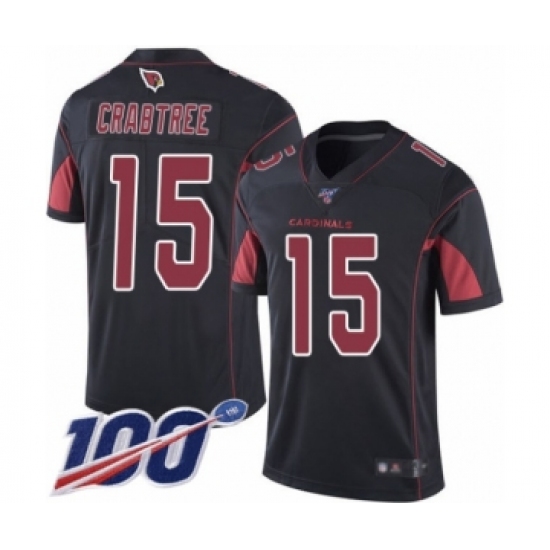 Youth Arizona Cardinals 15 Michael Crabtree Limited Black Rush Vapor Untouchable 100th Season Football Jersey
