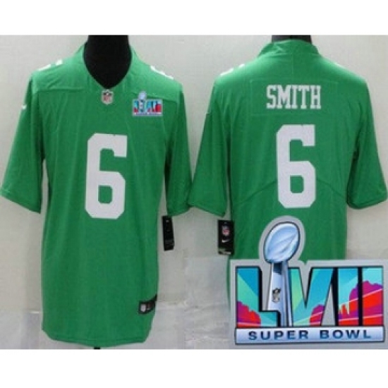 Men's Philadelphia Eagles 6 DeVonta Smith Limited Green Rush Super Bowl LVII Vapor Jersey