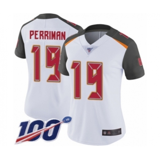 Women's Tampa Bay Buccaneers 19 Breshad Perriman White Vapor Untouchable Limited Player 100th Season Football Jersey