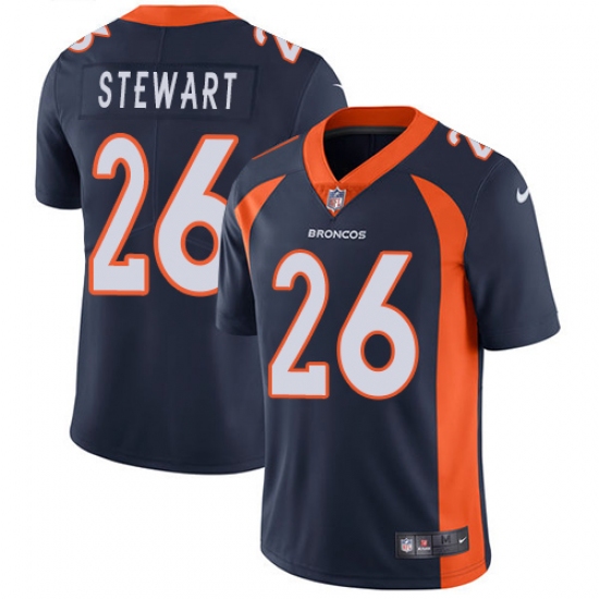 Men's Nike Denver Broncos 26 Darian Stewart Navy Blue Alternate Vapor Untouchable Limited Player NFL Jersey