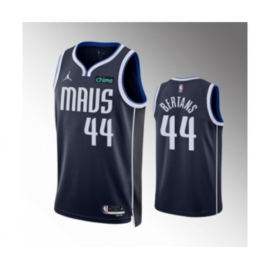 Men's Dallas Mavericks 44 Davis Bertans Navy Statement Edition Stitched Basketball Jersey