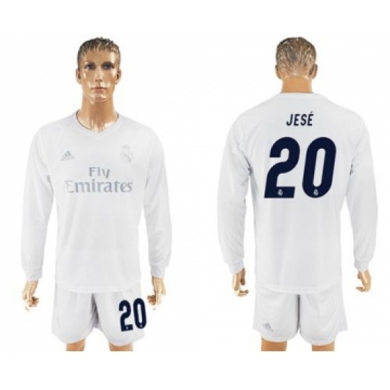 Real Madrid 20 Jese Marine Environmental Protection Home Long Sleeves Soccer Club Jersey