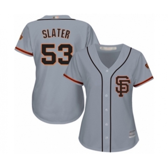 Women's San Francisco Giants 53 Austin Slater Authentic Grey Road 2 Cool Base Baseball Player Jersey