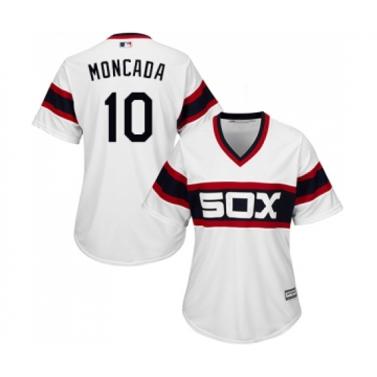 Women's Majestic Chicago White Sox 10 Yoan Moncada Replica White 2013 Alternate Home Cool Base MLB Jerseys
