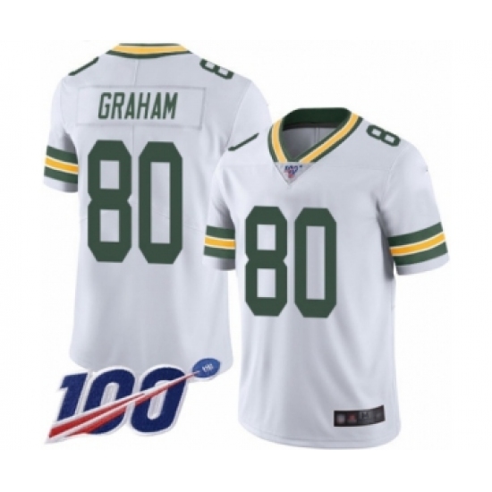 Men's Green Bay Packers 80 Jimmy Graham White Vapor Untouchable Limited Player 100th Season Football Jersey