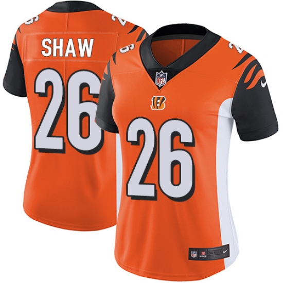 Women's Nike Cincinnati Bengals 26 Josh Shaw Vapor Untouchable Limited Orange Alternate NFL Jersey