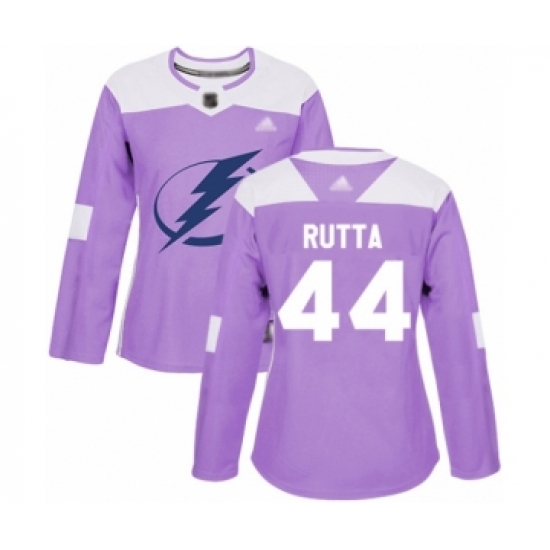 Women's Tampa Bay Lightning 44 Jan Rutta Authentic Purple Fights Cancer Practice Hockey Jersey