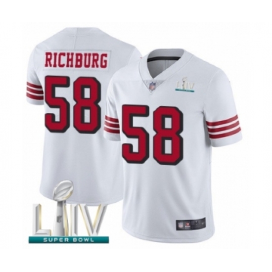 Men's San Francisco 49ers 58 Weston Richburg Limited White Rush Vapor Untouchable Super Bowl LIV Bound Football Jersey