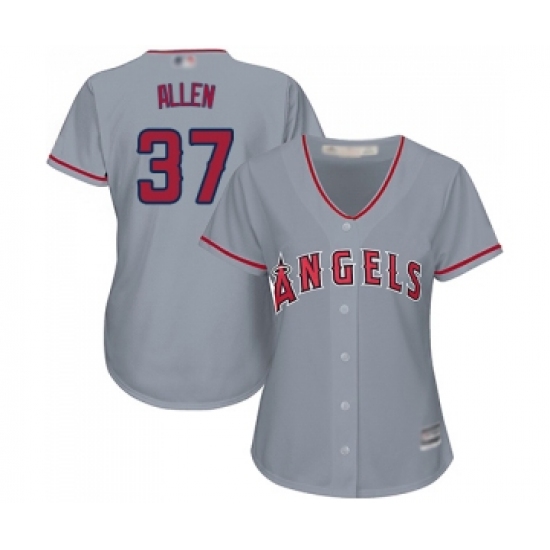 Women's Los Angeles Angels of Anaheim 37 Cody Allen Replica Grey Road Cool Base Baseball Jersey