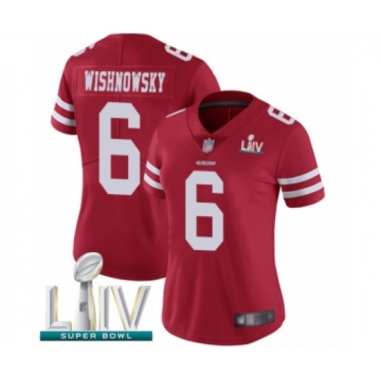 Women's San Francisco 49ers 6 Mitch Wishnowsky Red Team Color Vapor Untouchable Limited Player Super Bowl LIV Bound Football Jersey
