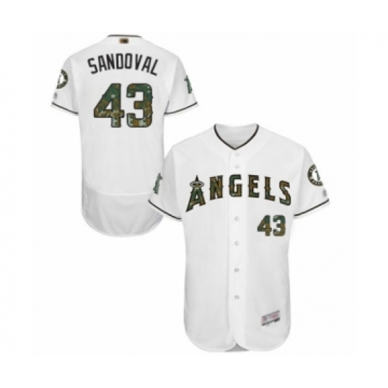 Men's Los Angeles Angels of Anaheim 43 Patrick Sandoval Authentic White 2016 Memorial Day Fashion Flex Base Baseball Player Jersey