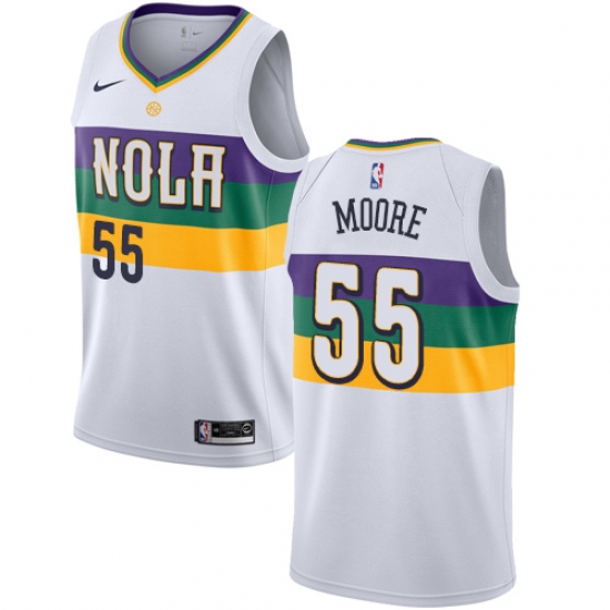 Women's Nike New Orleans Pelicans 55 E'Twaun Moore Swingman White NBA Jersey - City Edition