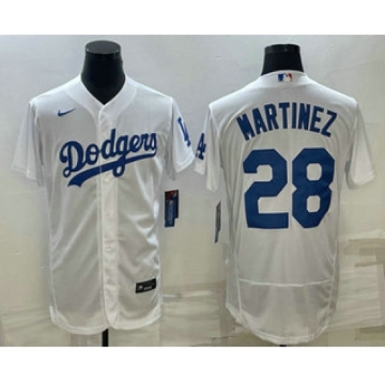 Men's Los Angeles Dodgers 28 JD Martinez White Flex Base Stitched Baseball Jersey