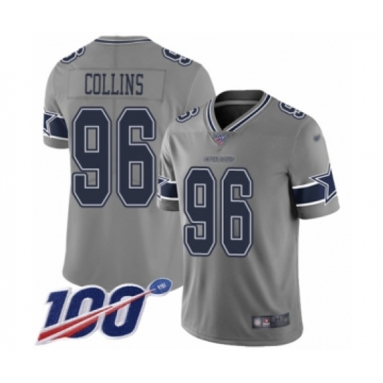 Youth Dallas Cowboys 96 Maliek Collins Limited Gray Inverted Legend 100th Season Football Jersey