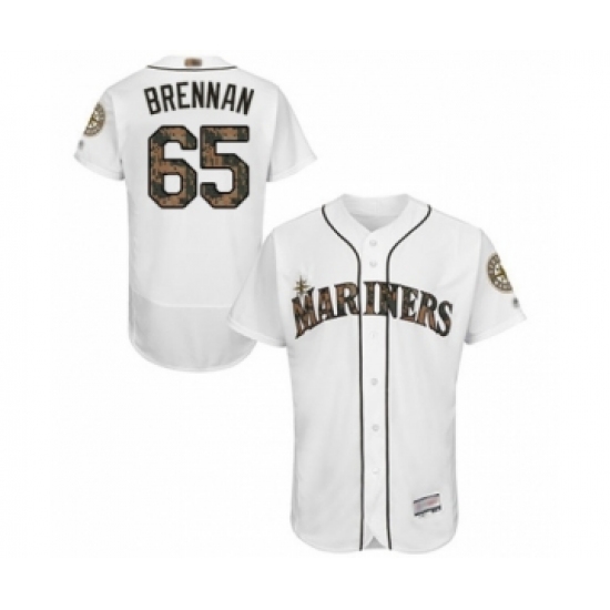 Men's Seattle Mariners 65 Brandon Brennan Authentic White 2016 Memorial Day Fashion Flex Base Baseball Player Jersey