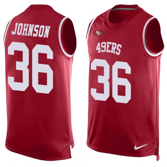 Men's Nike San Francisco 49ers 36 Dontae Johnson Limited Red Player Name & Number Tank Top NFL Jersey