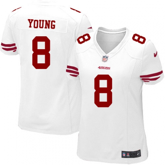 Women's Nike San Francisco 49ers 8 Steve Young Game White NFL Jersey