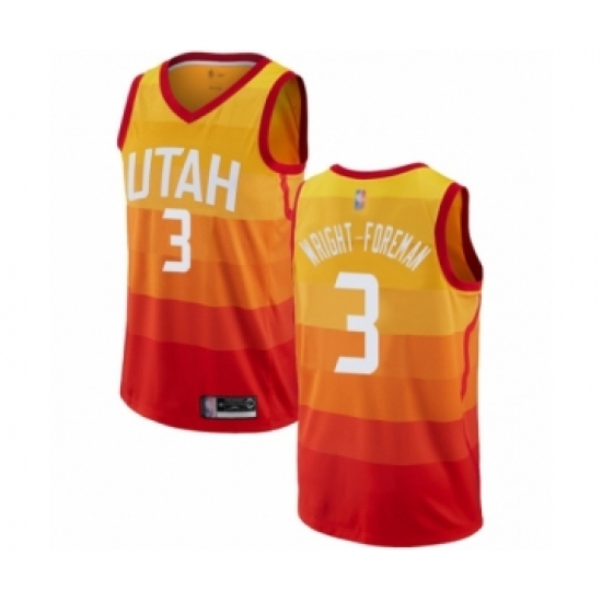Men's Utah Jazz 3 Justin Wright-Foreman Authentic Orange Basketball Jersey - City Edition