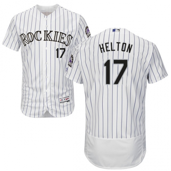 Men's Majestic Colorado Rockies 17 Todd Helton White Home Flex Base Authentic Collection MLB Jersey