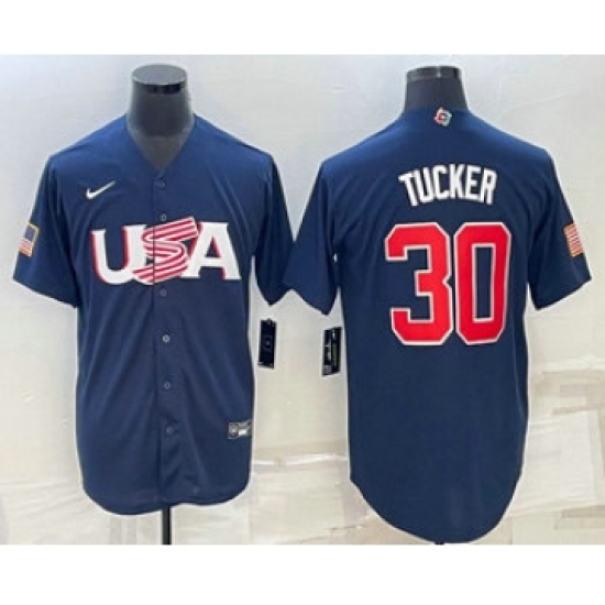 Men's USA Baseball 30 Kyle Tucker 2023 Navy World Baseball Classic Stitched Jerseys
