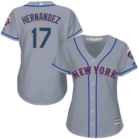 Women's Majestic New York Mets 17 Keith Hernandez Replica Grey Road Cool Base MLB Jersey