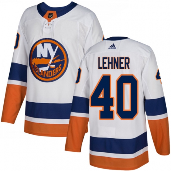 Men's Adidas New York Islanders 40 Robin Lehner Authentic White Away NHL Jersey