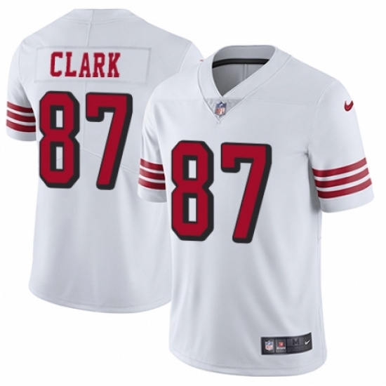 Men's Nike San Francisco 49ers 87 Dwight Clark Elite White Rush Vapor Untouchable NFL Jersey