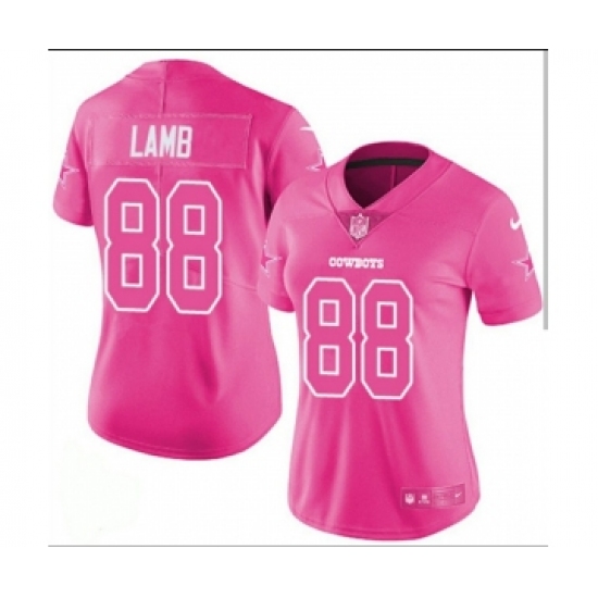 Women's NFL Dallas Cowboys 88 CeeDee Lamb Pink Limited Stitched Jersey(Run Small)