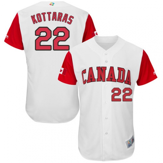 Men's Canada Baseball Majestic 22 George Kottaras White 2017 World Baseball Classic Authentic Team Jersey
