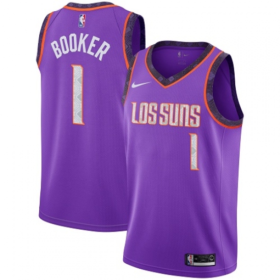 Women's Nike Phoenix Suns 1 Devin Booker Swingman Purple NBA Jersey - 2018 19 City Edition