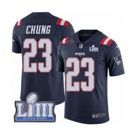 Men's Nike New England Patriots 23 Patrick Chung Limited Navy Blue Rush Vapor Untouchable Super Bowl LIII Bound NFL Jersey