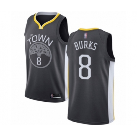 Men's Golden State Warriors 8 Alec Burks Authentic Black Basketball Jersey - Statement Edition