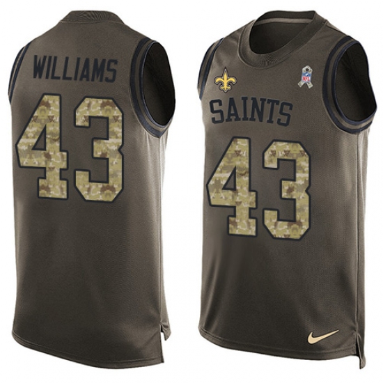 Men's Nike New Orleans Saints 43 Marcus Williams Limited Green Salute to Service Tank Top NFL Jersey