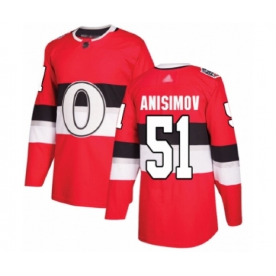 Men's Ottawa Senators 51 Artem Anisimov Authentic Red 2017 100 Classic Hockey Jersey