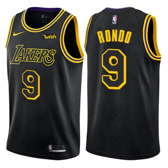 Youth Nike Los Angeles Lakers 9 Rajon Rondo Swingman Black NBA Jersey - City Edition